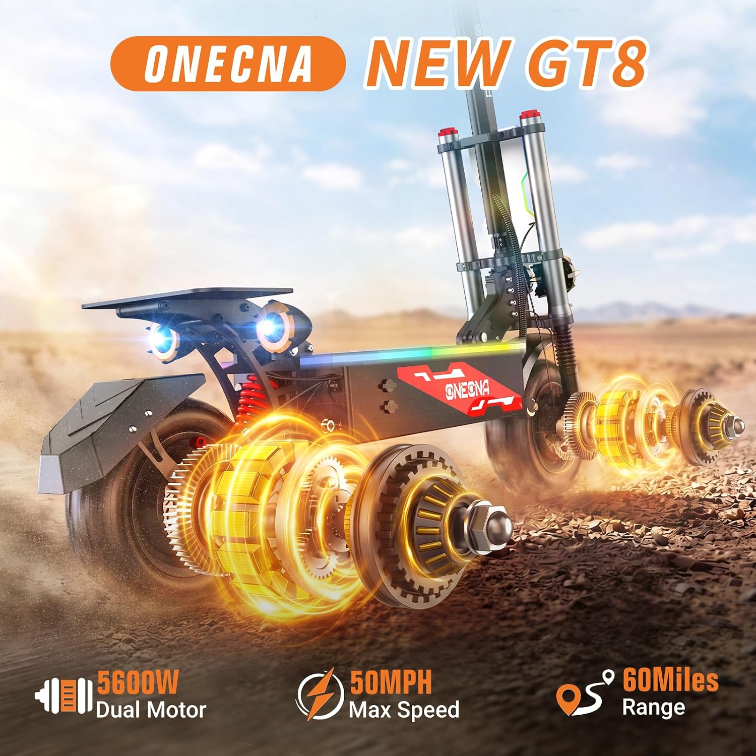 ONECNA GT8 – składany, elektry – 60V 5600W Dual Motor Electric Scooter recenzja i cena